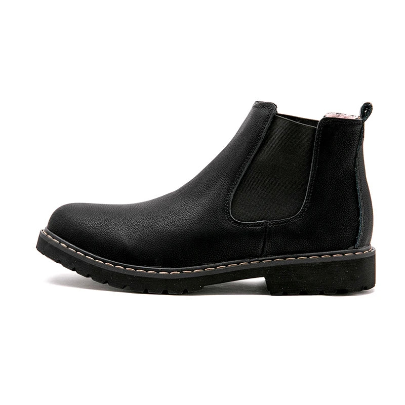 Men High Ankle Cow Leather Boots for Man Casual American Chelsea Boot Male Flat High Top Cowhide Shoes