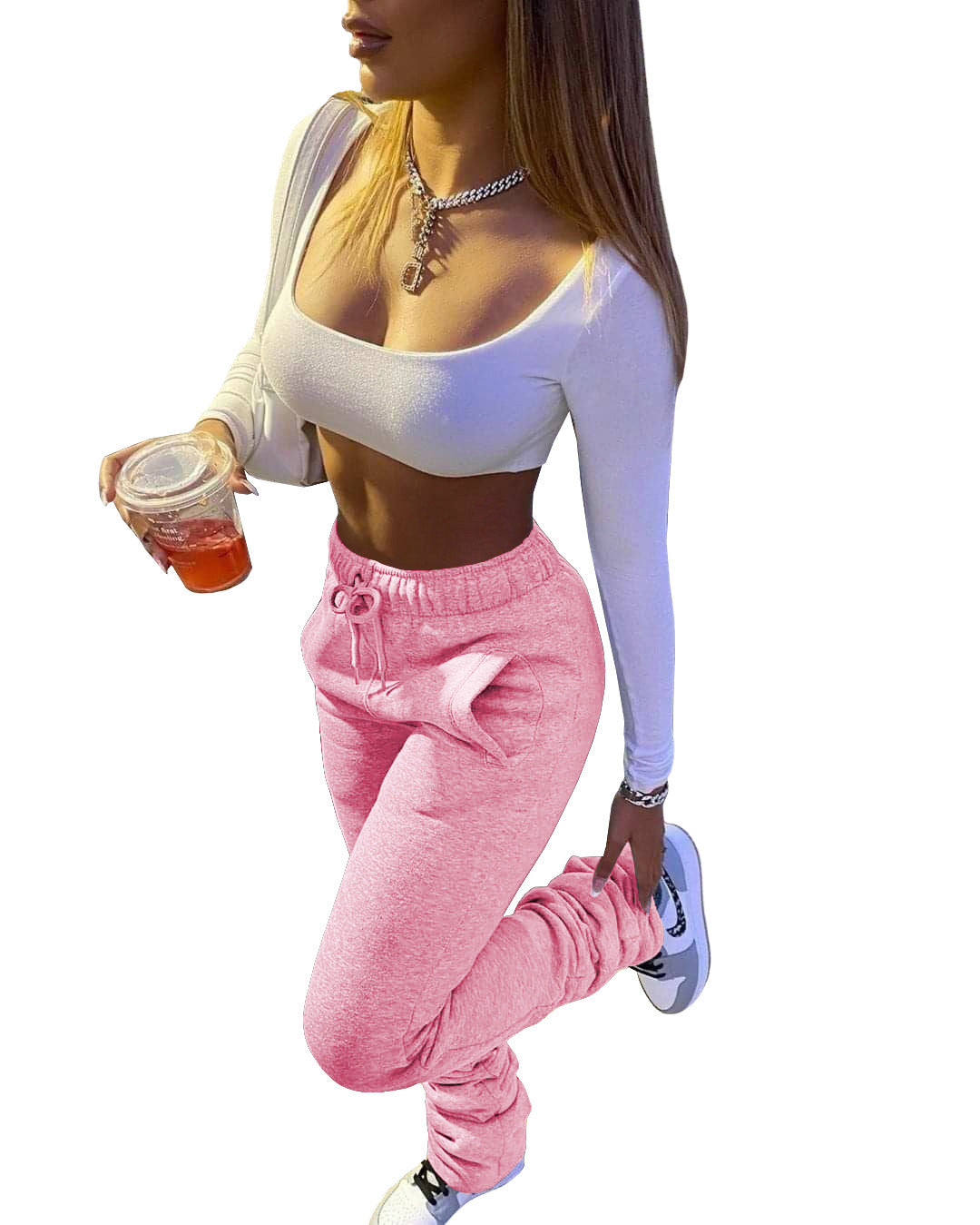 Best Selling Quality 9 Colors Winter Jogger Pants Women Fashionable Stacked Pants Fall  Sweat Stacked Leggings