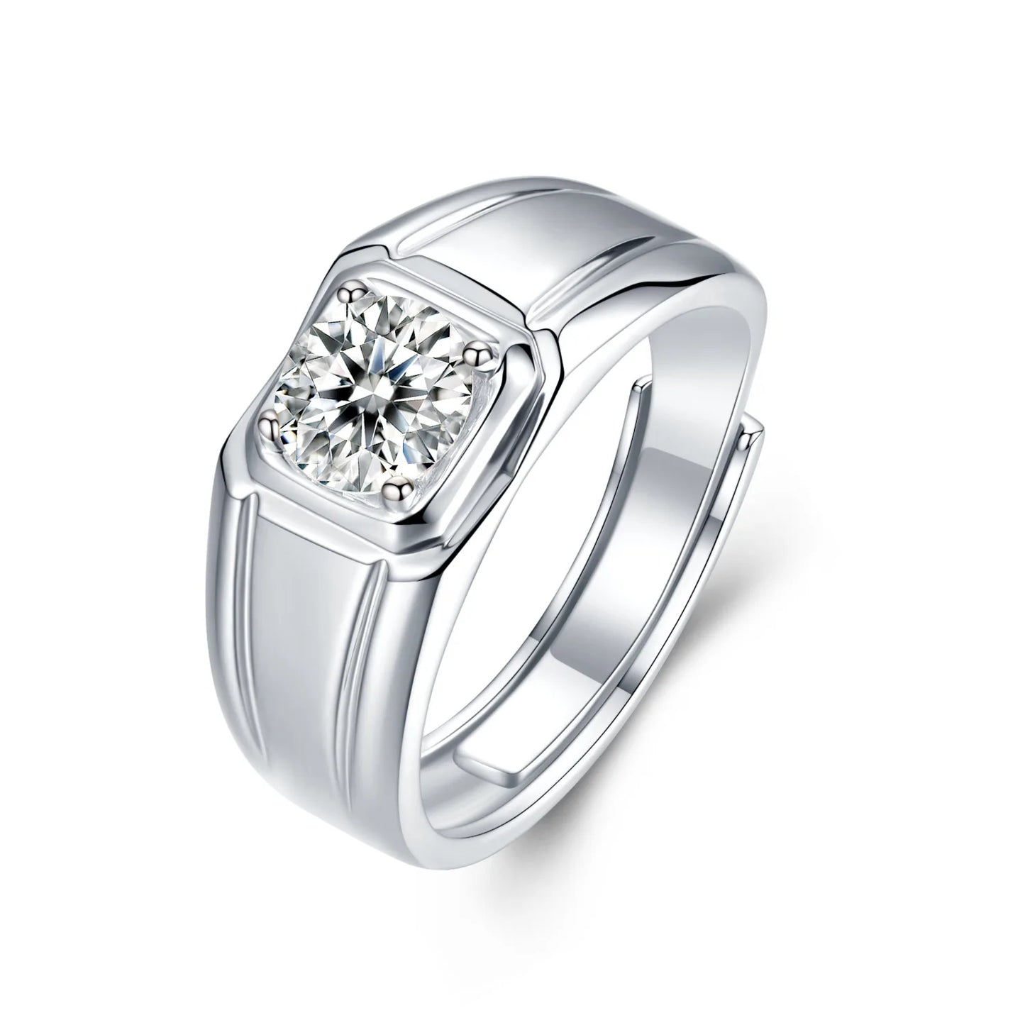 Afortable 925 Sterling Silver Ring Jewelry Men Wholesale-Moissanite Rings 1ct D VSS1 Jewellery Engagement Wedding Rings for Men
