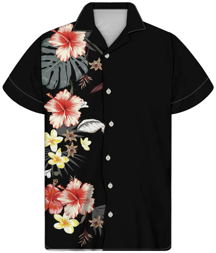 Fancy Gold Shirts for Men Polynesian Tribal Fabric Hawaiian Short Sleeve Shirt Men Summer Clothing for Men's Tropical Tops Shirt