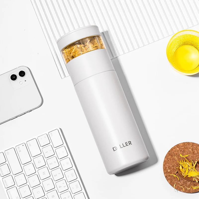 Wholesale Minimalist Thermal Flask Vacuum Stainless Steel Water Bottles With Transparent Tea Infuser