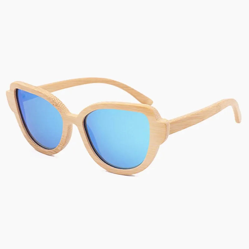DL Glasses Cat Eye Fashion Bamboo Wood Sunglasses Polarized Mirror Lens Eco-Friendly Custom Logo Wholesale Gafas De Sol 2022