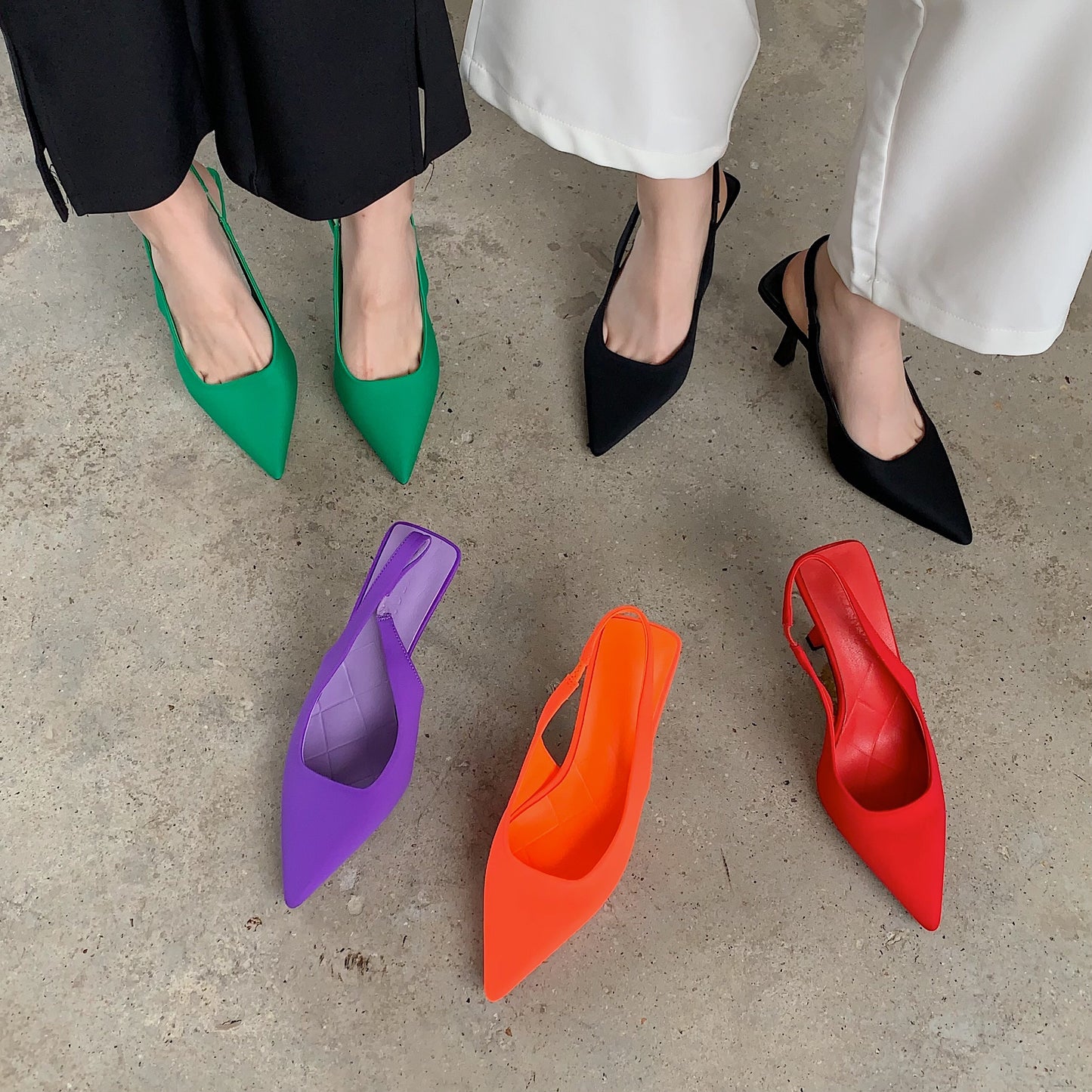 35-41 Candy Color New Fashion Tacones Mujer Pumps Pointy Toe Women Sexy Sling Back Heels