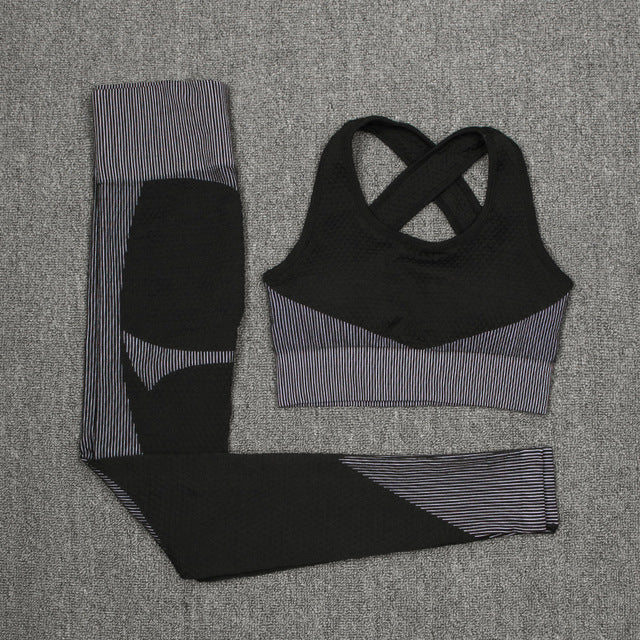 Women Activewear 3 Piece Crop Top Fitness Leggings Workout Bra Sports Jacket With Zipper Fitness Yoga Wear Sets for Ladies