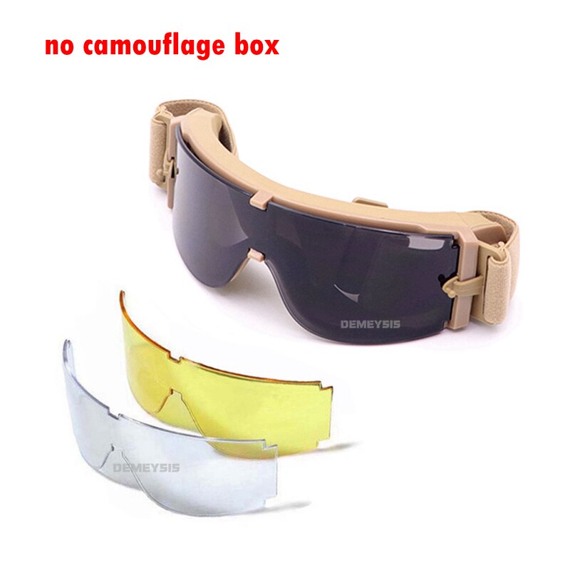 Army Tactical Glasses Airsoft Glasses Paintball Shooting Glasses Windproof Military Tactical Goggles Anti-Uv Protection Glasses