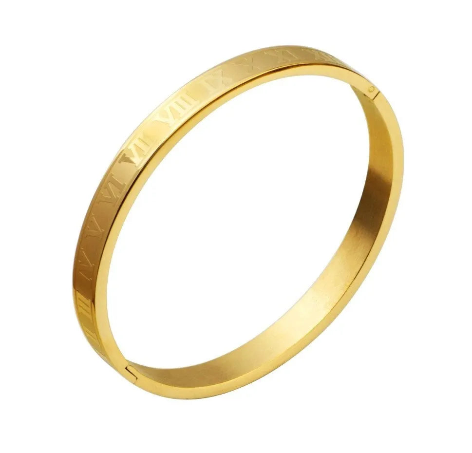 Luxury Roman Number Charm Woven Stainless Steel Bracelet Hip Hop Men Jewelry Gold Color Jewelry for  Men Pulseira Bileklik