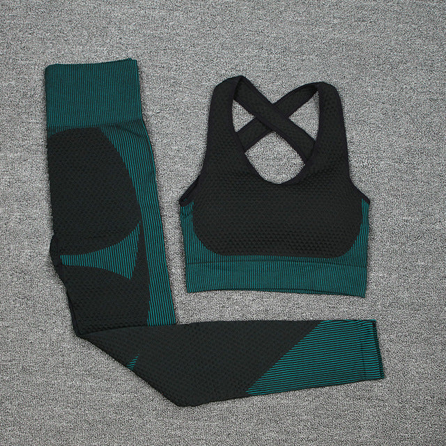 Women Activewear 3 Piece Crop Top Fitness Leggings Workout Bra Sports Jacket With Zipper Fitness Yoga Wear Sets for Ladies