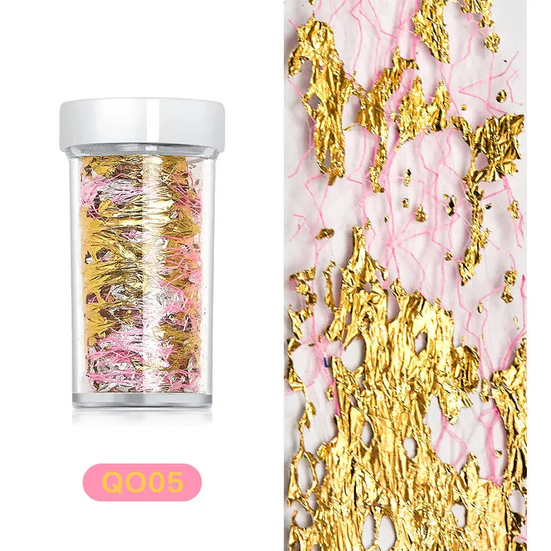Gold Aluminum Foils 3D Mesh Nail Stickers Stripe Line Nail Art Decal Wraps Slider Manicure DIY Nail Art Decoration Accesorios