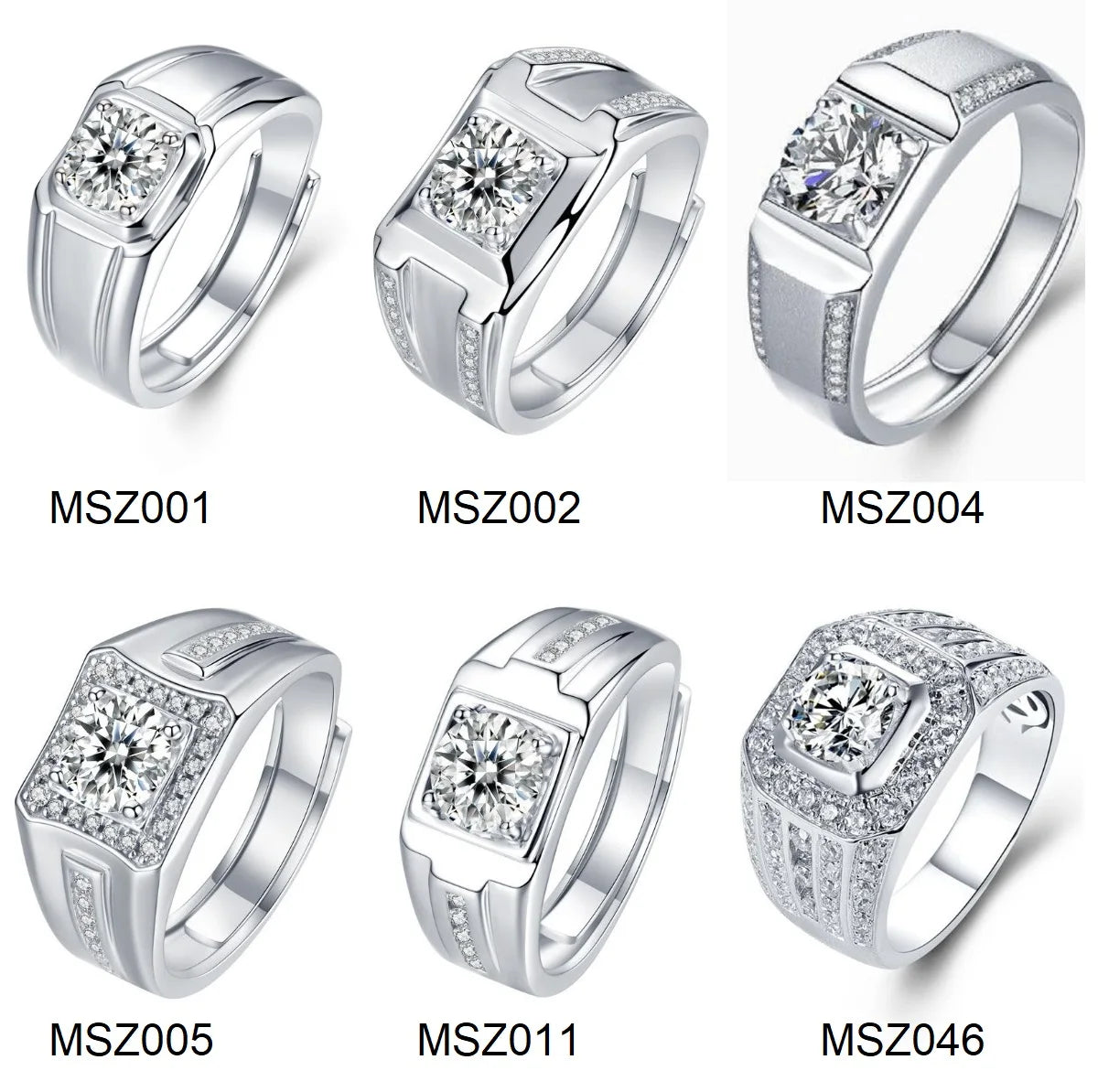 Afortable 925 Sterling Silver Ring Jewelry Men Wholesale-Moissanite Rings 1ct D VSS1 Jewellery Engagement Wedding Rings for Men