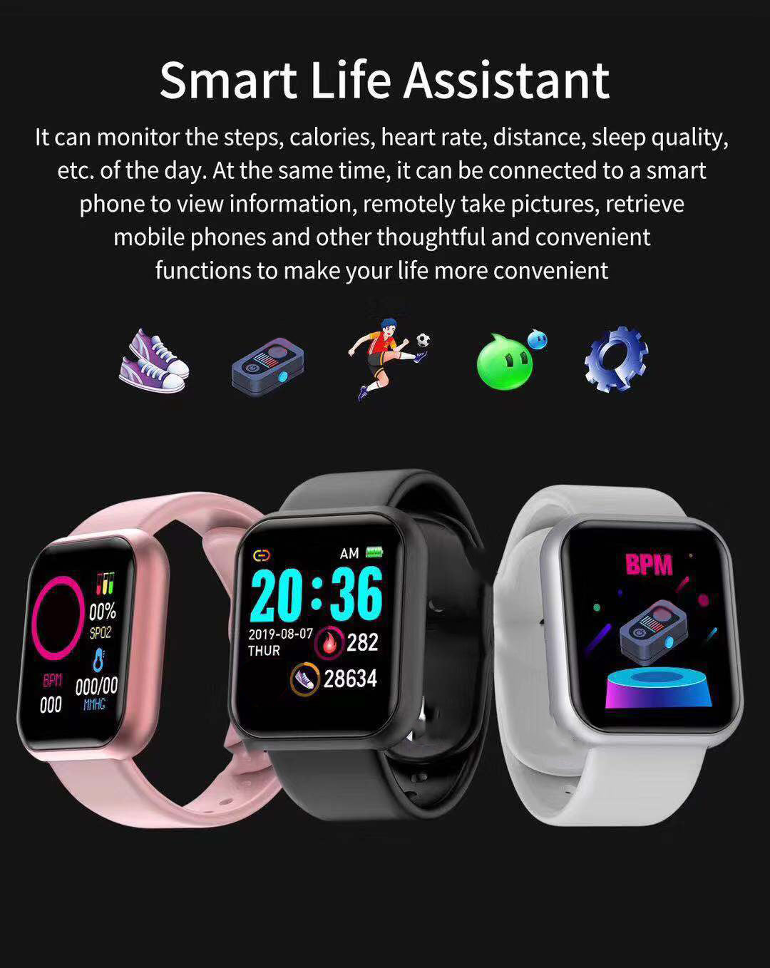 Products That Best Selling Reloj D20 Wrist Band Watch D20S Relogio Smartwatch D20 Y68 Smart Bracelet D20 Reloj Inteligente Y68