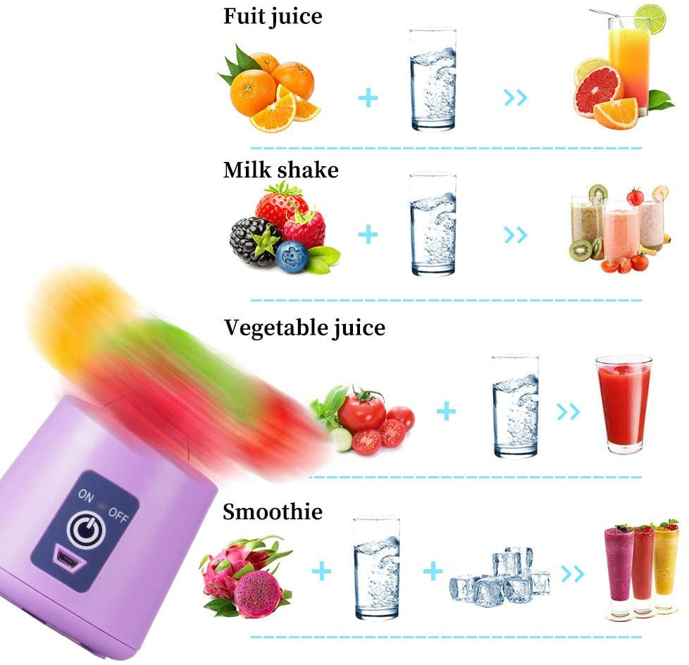 Personal Batidora Portatil Use Mini Blender Home USB 6 Blades Juicer Machine Rechargeable Fruit Juice Portable Blenders