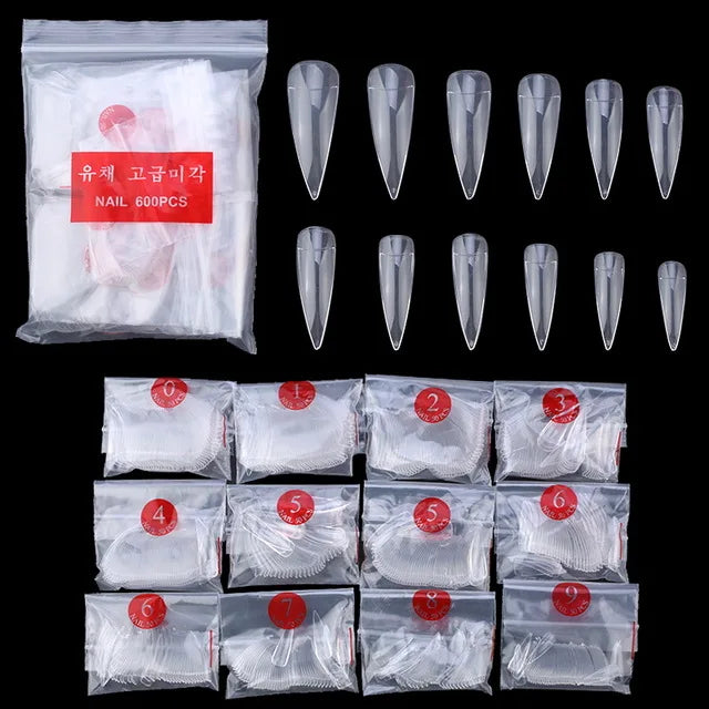 Long Coffin Stiletto Fake Nails ABS New Design Ballerina Nail Art Tips Clear/Natural Fake Nails Tips
