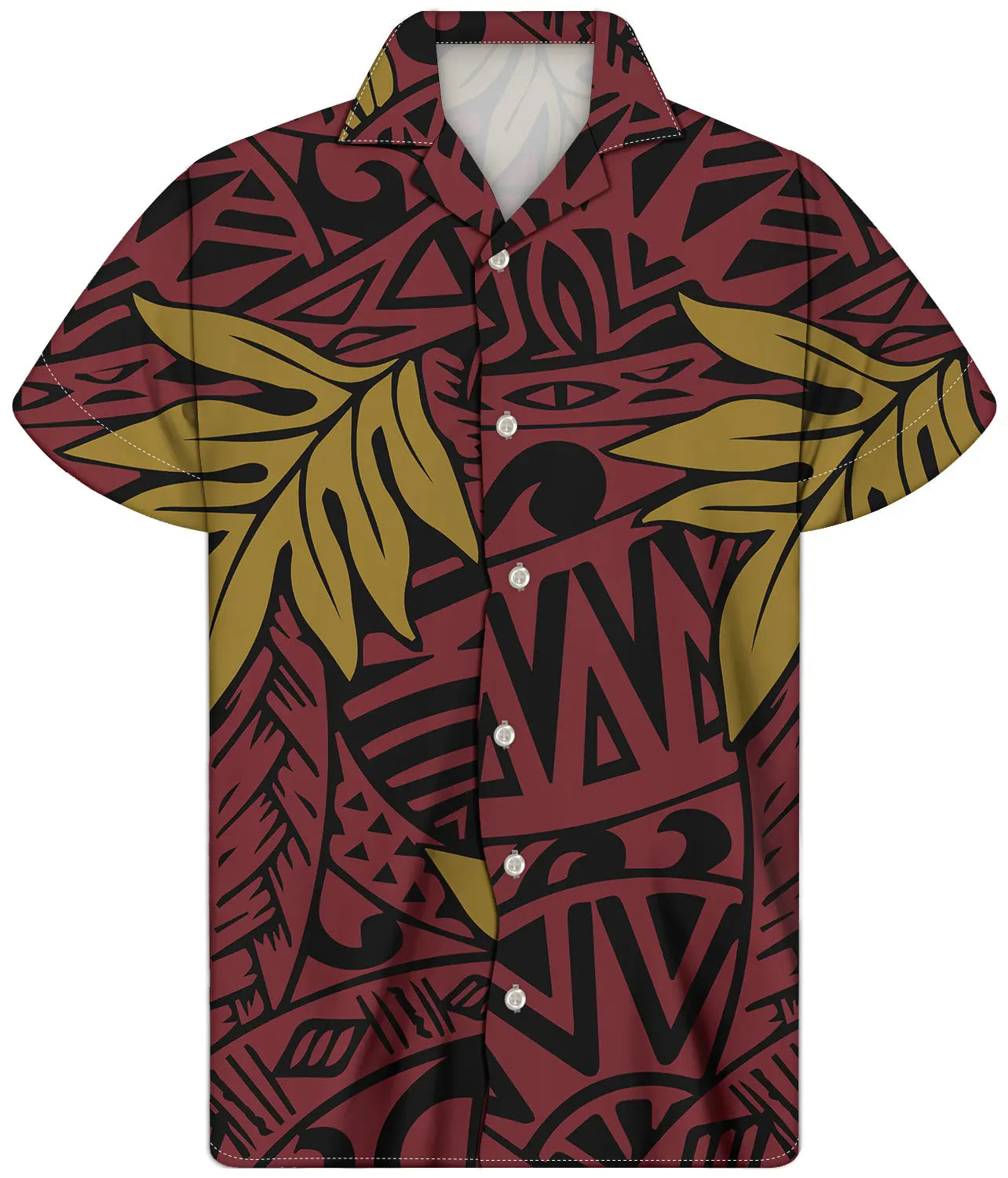 Fancy Gold Shirts for Men Polynesian Tribal Fabric Hawaiian Short Sleeve Shirt Men Summer Clothing for Men's Tropical Tops Shirt