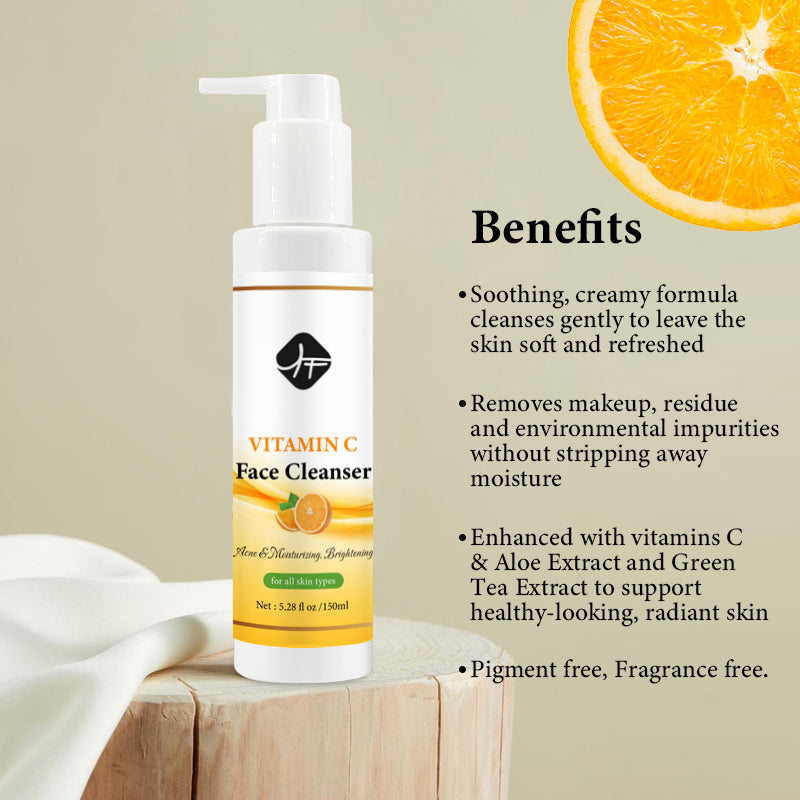 Private Label Lightening Organic Facial Cleanser Vitamin C Acne Face Wash With Aloe Vera Green Tea