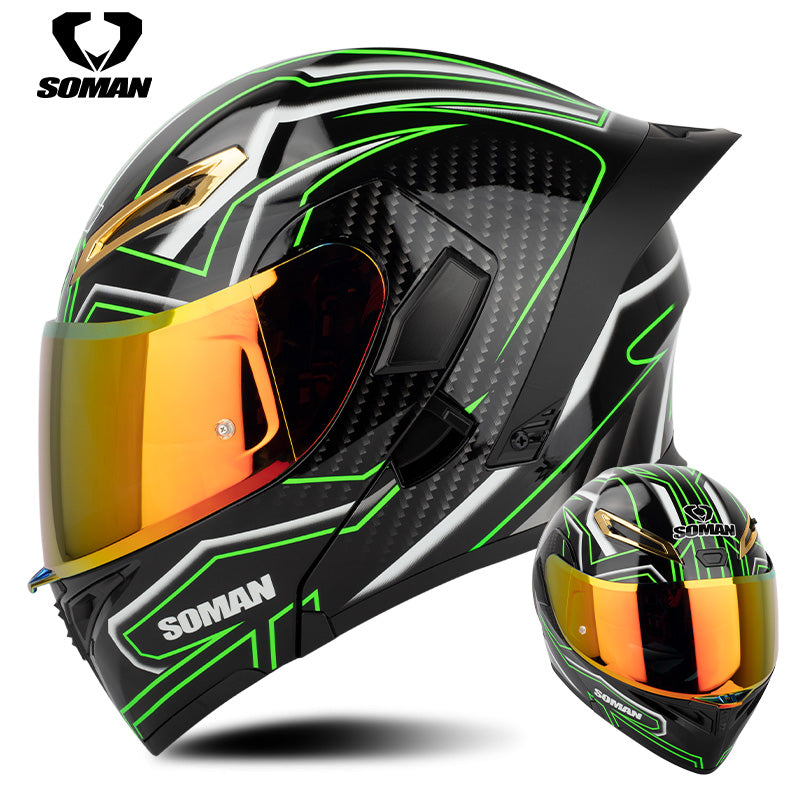 Dot Approved Double Sun Visor Flip Up Motorcycle Riding Helmets Open Face Motocross Racing Helmet Full Face Motorbike Helmet