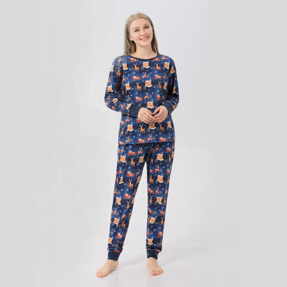 2022 Dropshipping Long Winter Knit Pyjama Matching Christmas Pajamas Family Sleepwear