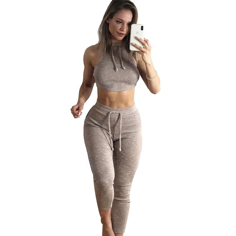 LL90 New Arrival 2021 Knitted Rib Active Wear Women Yoga Set Fitness & Yoga Wear