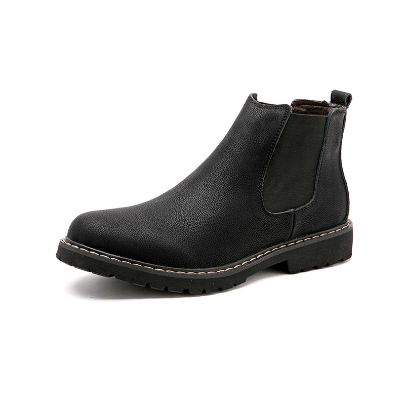 Men High Ankle Cow Leather Boots for Man Casual American Chelsea Boot Male Flat High Top Cowhide Shoes
