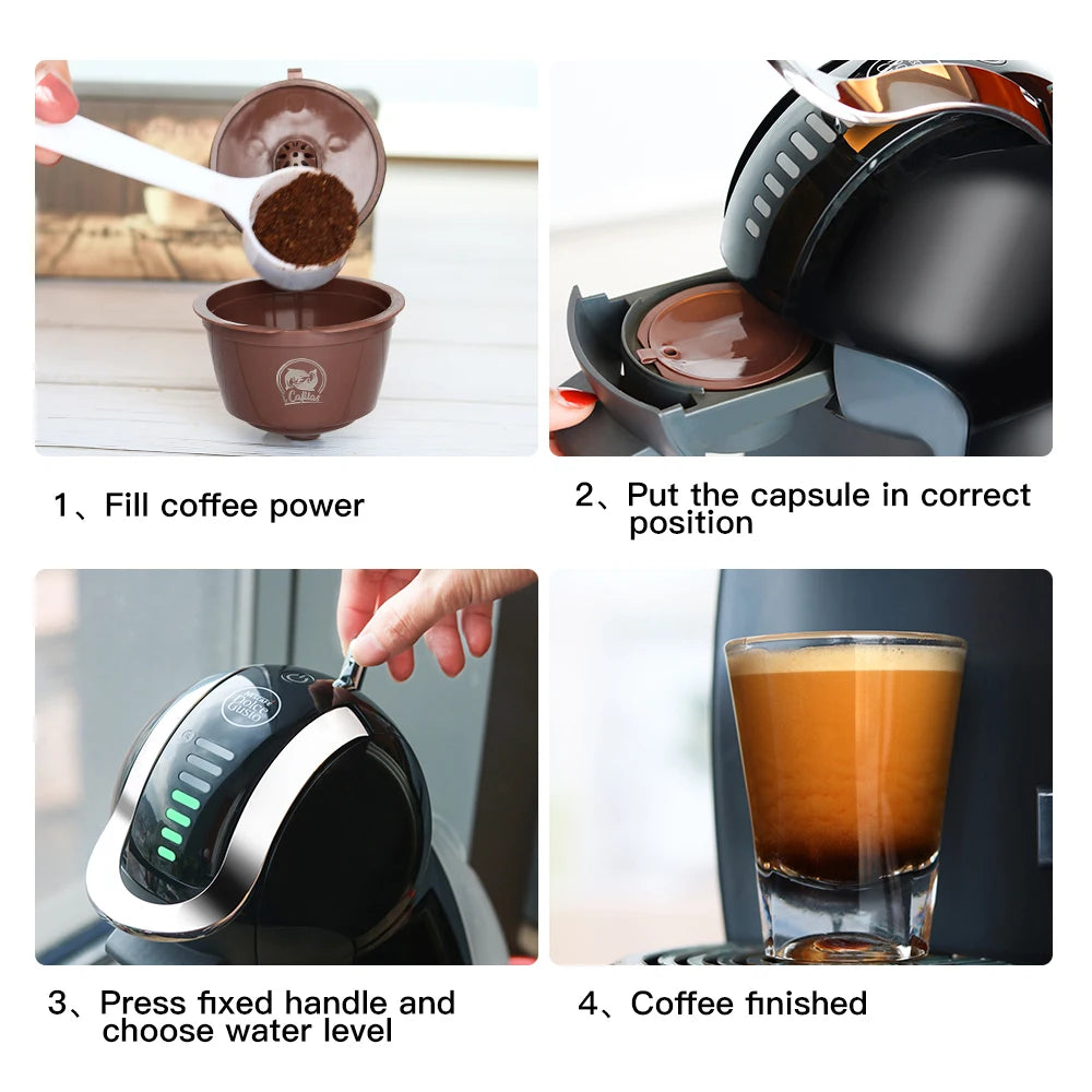iCafilas for Dolce Gusto Reusable Crema Coffee Capsule Cappuccino Filters Compatible With Nescafe Dolci Gusto Machine