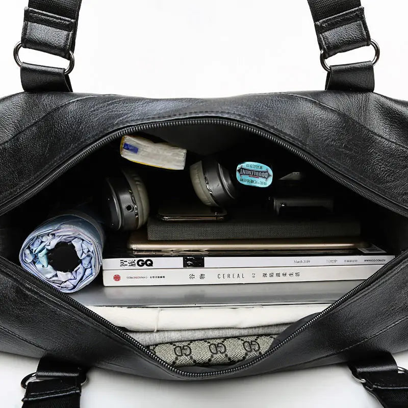 Fashion Men Travel Bag Luggage Bag Large Capacity Leather Portable Business Handbag Crossbody Casual Men's Bag Shoulder Trip Bag