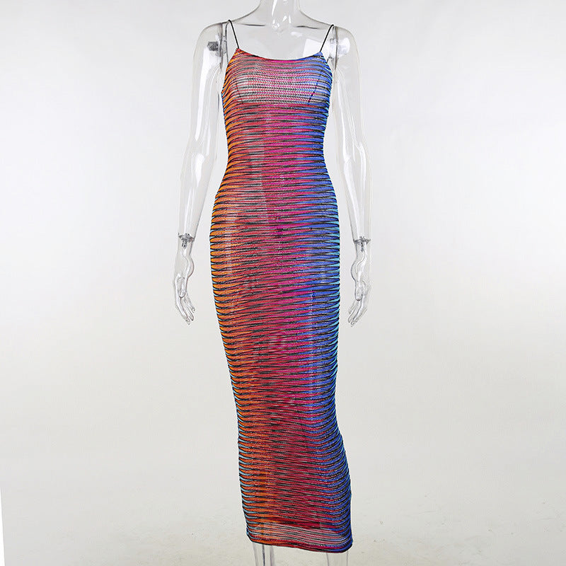 W-S492a 2021 See Through Maxi Dress Ladies Sexy Sleeveless Bodycon Long Dresses Women Vestidos