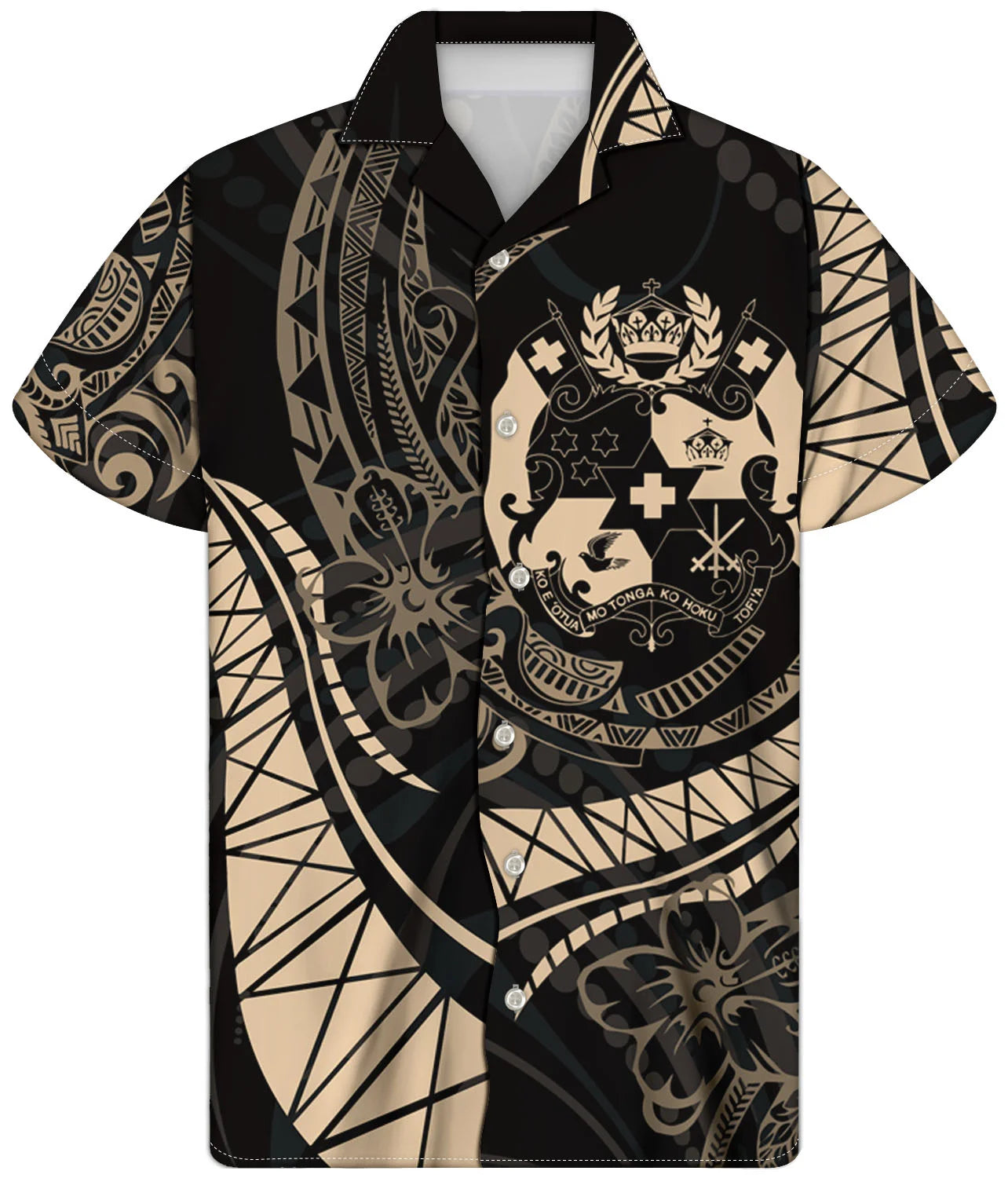 Fancy Gold Shirts for Men Polynesian Tribal Fabric Hawaiian Short Sleeve Shirt Men Summer Clothing for Men's Tropical Tops Shirt