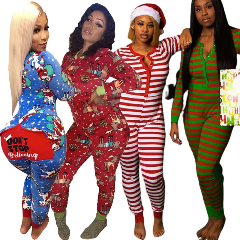 JL109 Christmas Pajamas Loungewear Onesie Sleep Lounge Wear Set Pyjamas Women Sleepwear