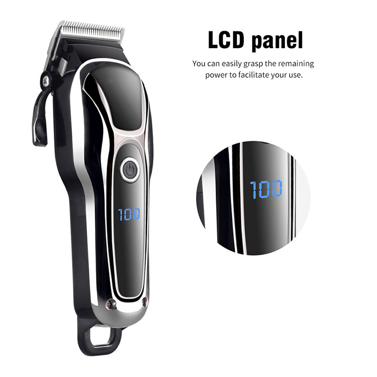Cordless Hair Clipper Professional Men Hair Trimmer LCD Electric Hair Cutting Machine