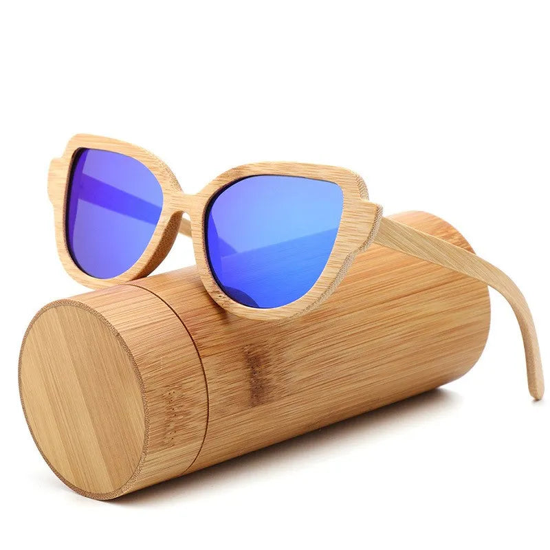 DL Glasses Cat Eye Fashion Bamboo Wood Sunglasses Polarized Mirror Lens Eco-Friendly Custom Logo Wholesale Gafas De Sol 2022