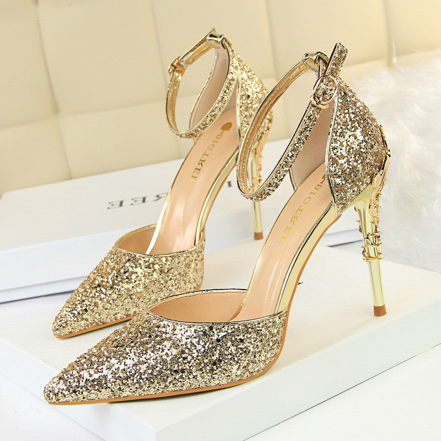 Scarpe Donna Eleganti OEM Custom Pointed Toe Night Club Party Sequin High Heel Women's Pumps Shoes