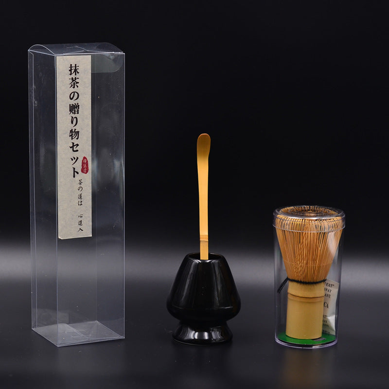 Custom Logo Japan Chasen 100 Pongs Stand Spoon Matcha Green Tea Powder Bamboo Matcha Whisk Set