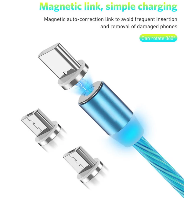 Magnetic Luminous Charging Cable Magnetic Charging Cable 3 in 1 Magnetic Usb Cable