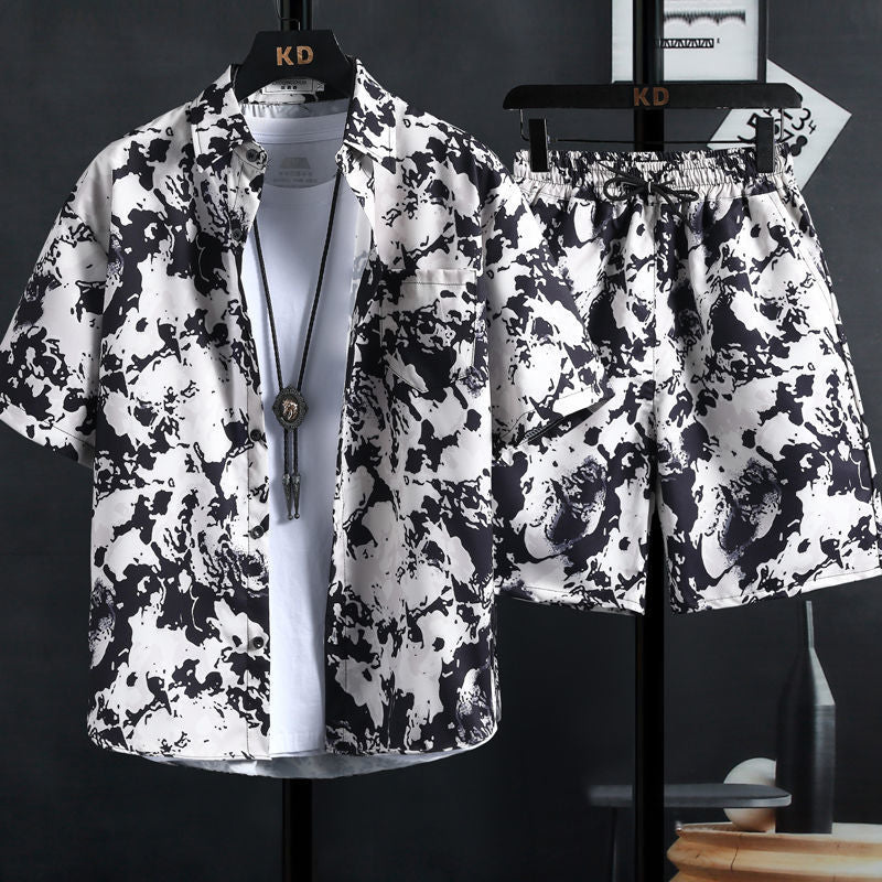 Beachwear Men Clothes Set Short Sleeve Floral Shirt Vacation Resort Hawaiian Shorts Two Piece Man Print Beach Men's Shirts Sets