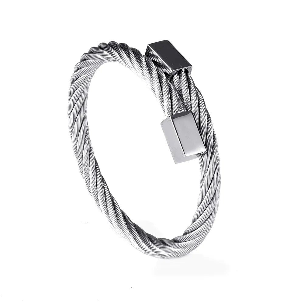 Luxury Roman Number Charm Woven Stainless Steel Bracelet Hip Hop Men Jewelry Gold Color Jewelry for  Men Pulseira Bileklik