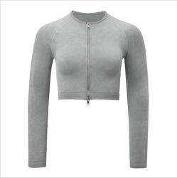 Sports Fitness & Yoga Wear Seamless Knitted Outdoor Workout Gym Fitness 5PCS Sets Long Sleeve Crop Top Bra Shorts Leggings