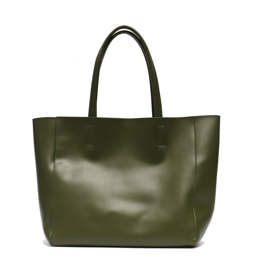 SC Luxury Brand Cow Leather Tote Bags Designer Cowhide Handbags Women Shoulder Bags Fashion Female Large Capacity Liner Bag