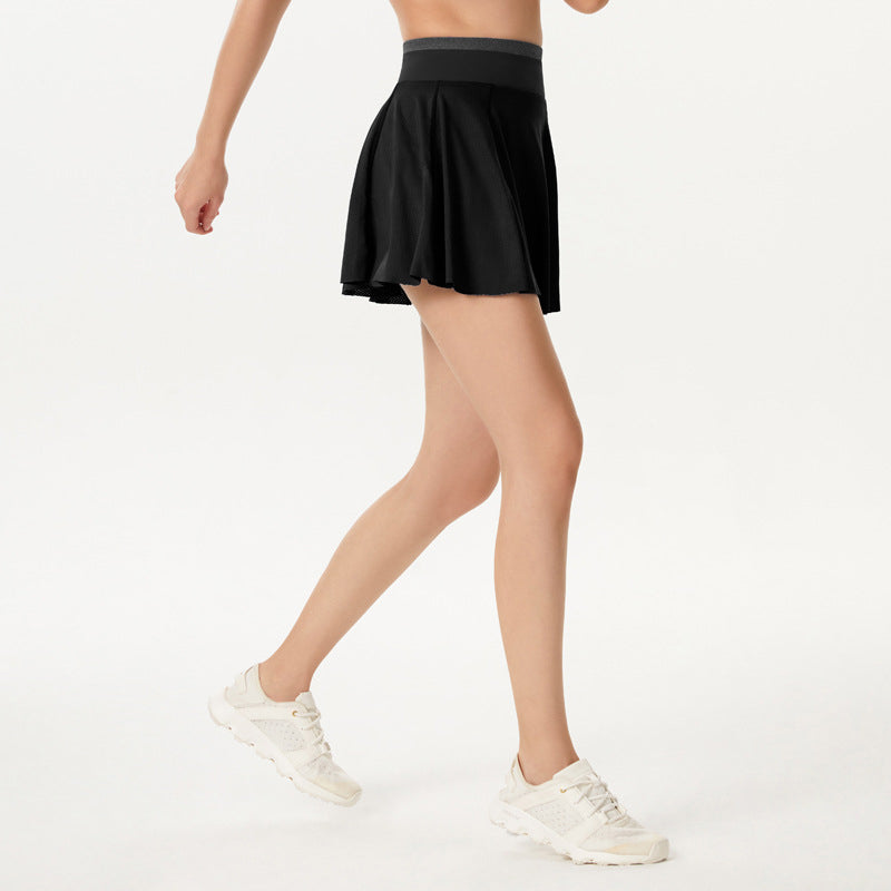 2021 Summer Gym Fitness High Quality Sport Wear Plaid Pleated Shorts Women Tennis Skirt With Inside Pockets Set