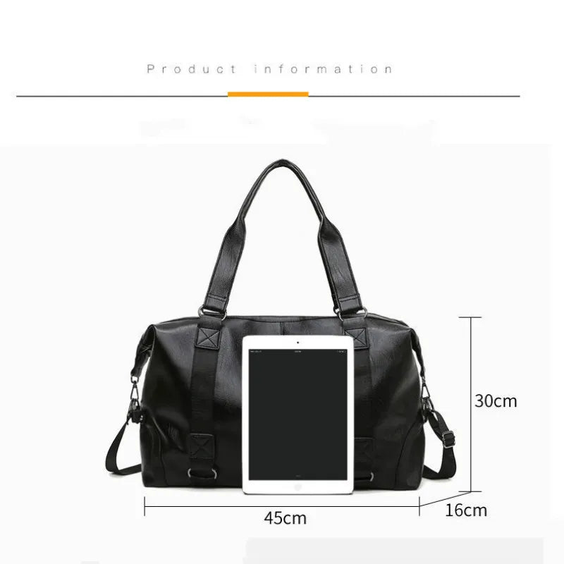 Fashion Men Travel Bag Luggage Bag Large Capacity Leather Portable Business Handbag Crossbody Casual Men's Bag Shoulder Trip Bag