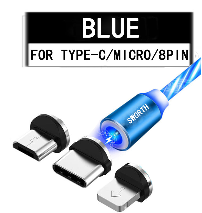 Magnetic Luminous Charging Cable Magnetic Charging Cable 3 in 1 Magnetic Usb Cable