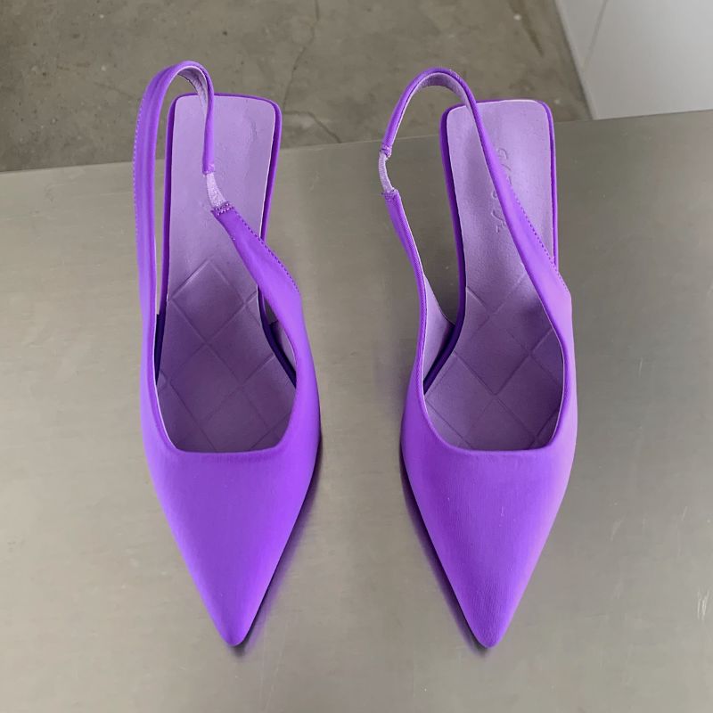35-41 Candy Color New Fashion Tacones Mujer Pumps Pointy Toe Women Sexy Sling Back Heels