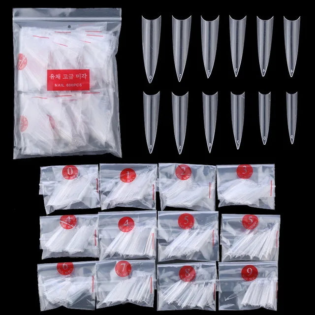 Long Coffin Stiletto Fake Nails ABS New Design Ballerina Nail Art Tips Clear/Natural Fake Nails Tips
