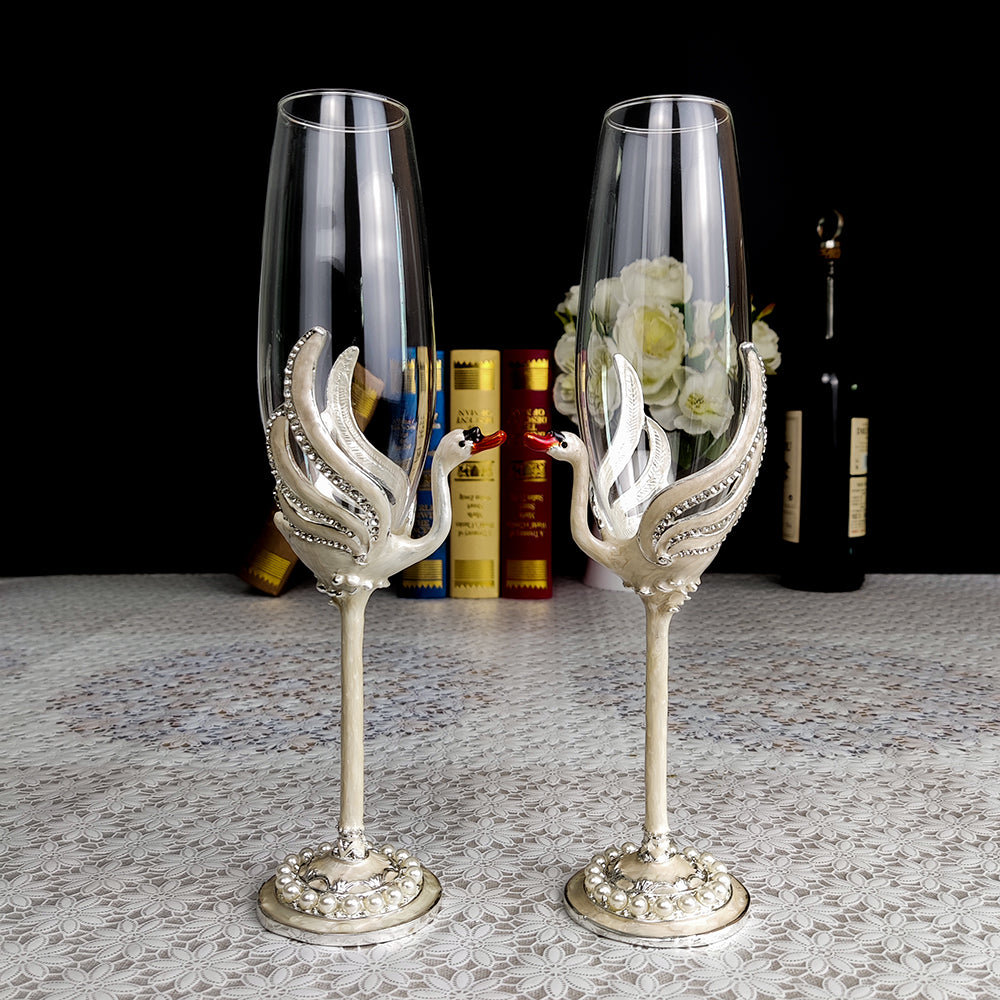 Crystal Champagne Glasses & Flutes Colored  Glass  for Wedding Glasses and Toasting Flutes Bridal Shower Gifts Engagement Gift