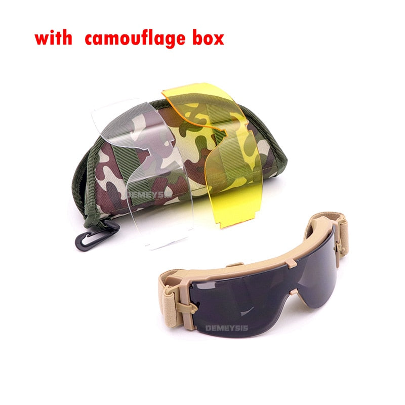 Army Tactical Glasses Airsoft Glasses Paintball Shooting Glasses Windproof Military Tactical Goggles Anti-Uv Protection Glasses
