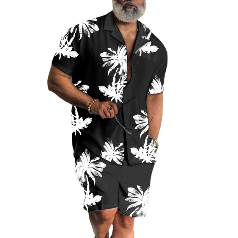 Summer Man Clothes Hawaiian Resort Print Set Men's Shorts Shirt Casual Beach Short Sleeve Two Piece Sets Beach Men Shirts