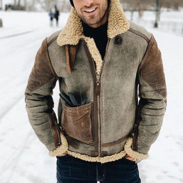 2021 High Quality Suede Faux Duffle Fur Aviator Jacket for Men Jackets Men's Korean Winter Fleece Jackets Men's