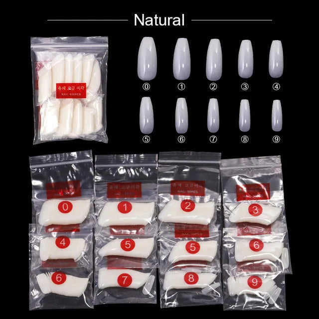 Long Coffin Stiletto Fake Nails ABS New Design Ballerina Nail Art Tips Clear/Natural Fake Nails Tips
