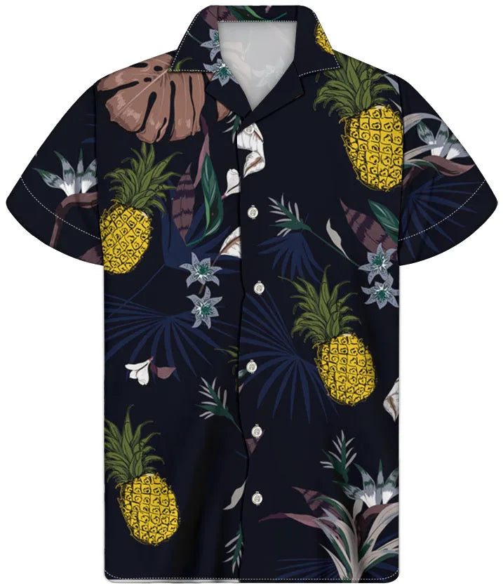 Fancy Gold Shirts for Men Polynesian Tribal Fabric Hawaiian Short Sleeve Shirt Men Summer Clothing for Men's Tropical Tops Shirt