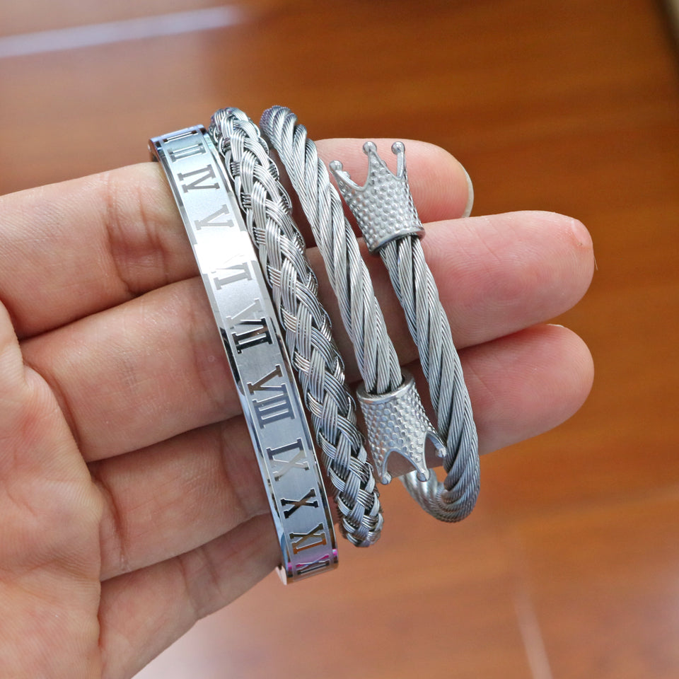 Top Quality Luxury Royal Crown Bracelets & Bangles Fashion Stainless Steel Men' Jewelry Do Not Fade Jewellery Sets Bracelet Male