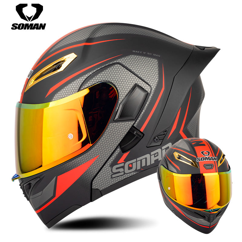 Dot Approved Double Sun Visor Flip Up Motorcycle Riding Helmets Open Face Motocross Racing Helmet Full Face Motorbike Helmet