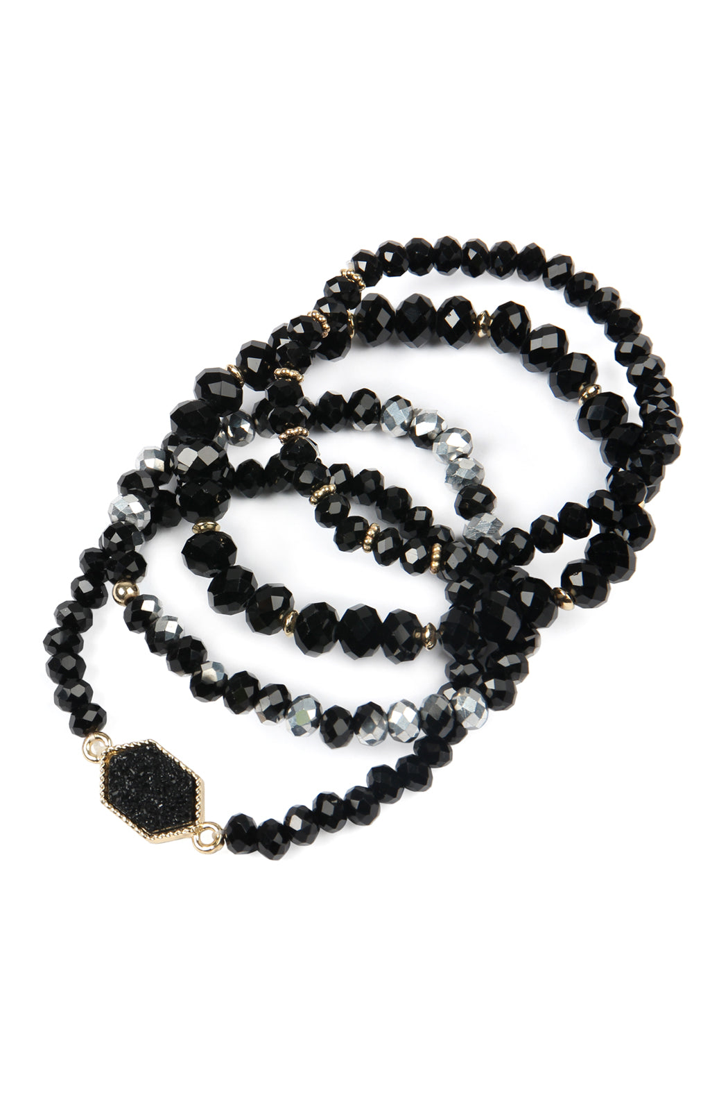 Druzy Stone Hexagon Glass Beads Bracelet